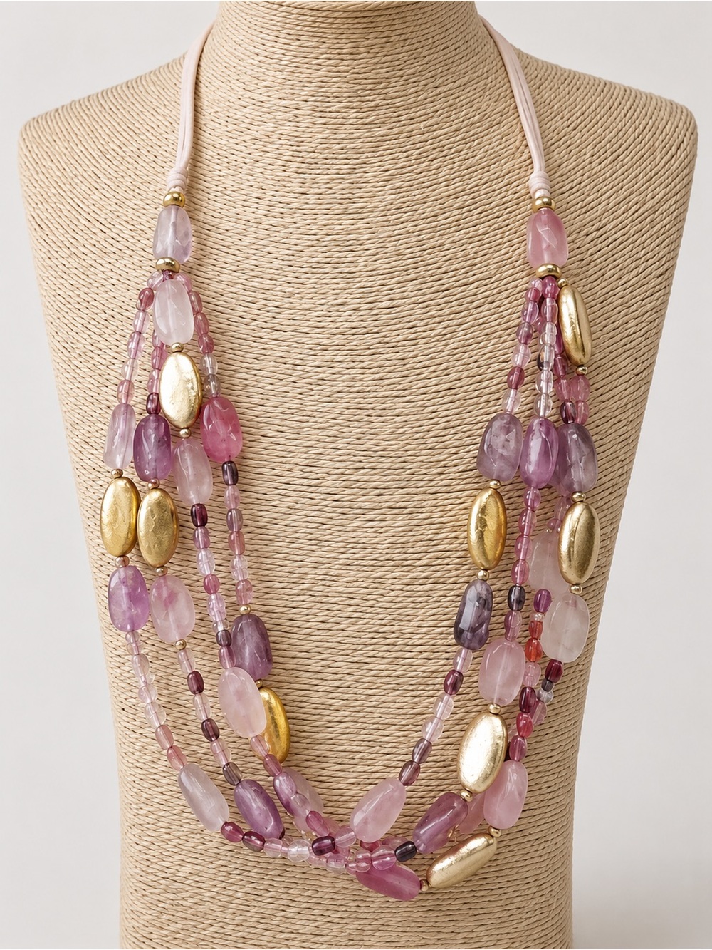Bohemian Pastel Pink Multi-Strand Necklace